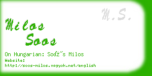 milos soos business card